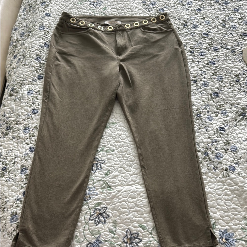 Michael Kors Olive Pants with Gold Accents